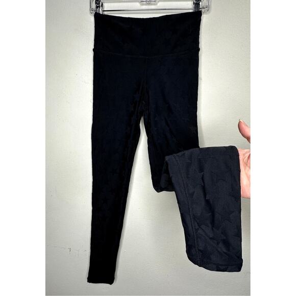 Mono B Black Polka Dot Textured Stars Legging Yoga Pants Small - Picture 4 of 12